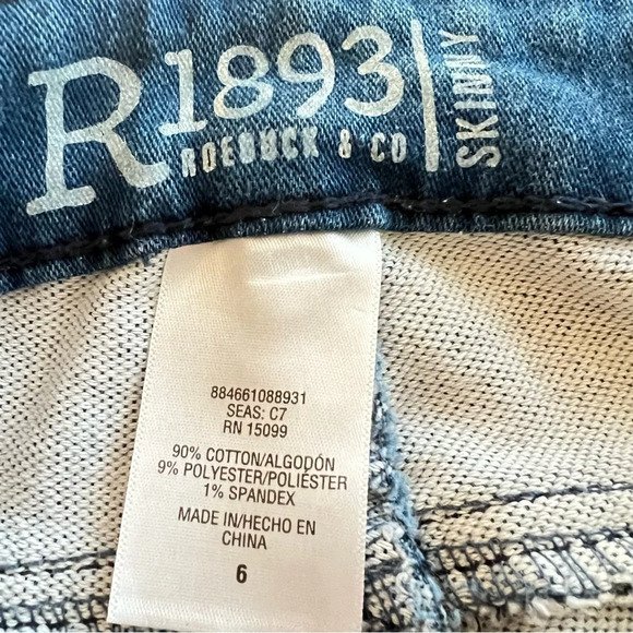 NWT R1893 Roebuck & Co Low Rise Skinny Comfort Stretch Medium Wash Jeans Size 6 - Picture 15 of 16